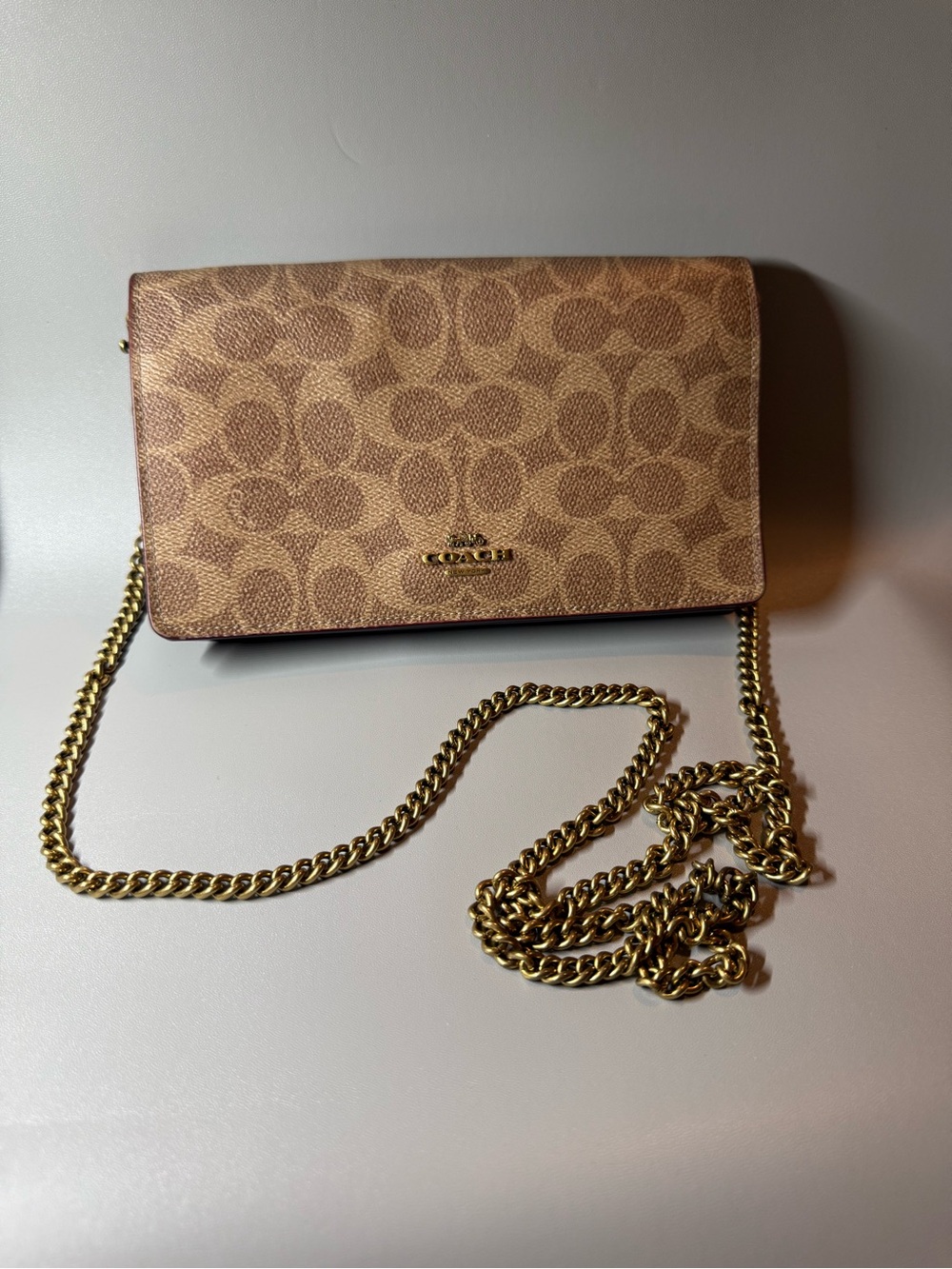 Coach Signature Canvas Crossbody Purse Burgundy Leather Interior
